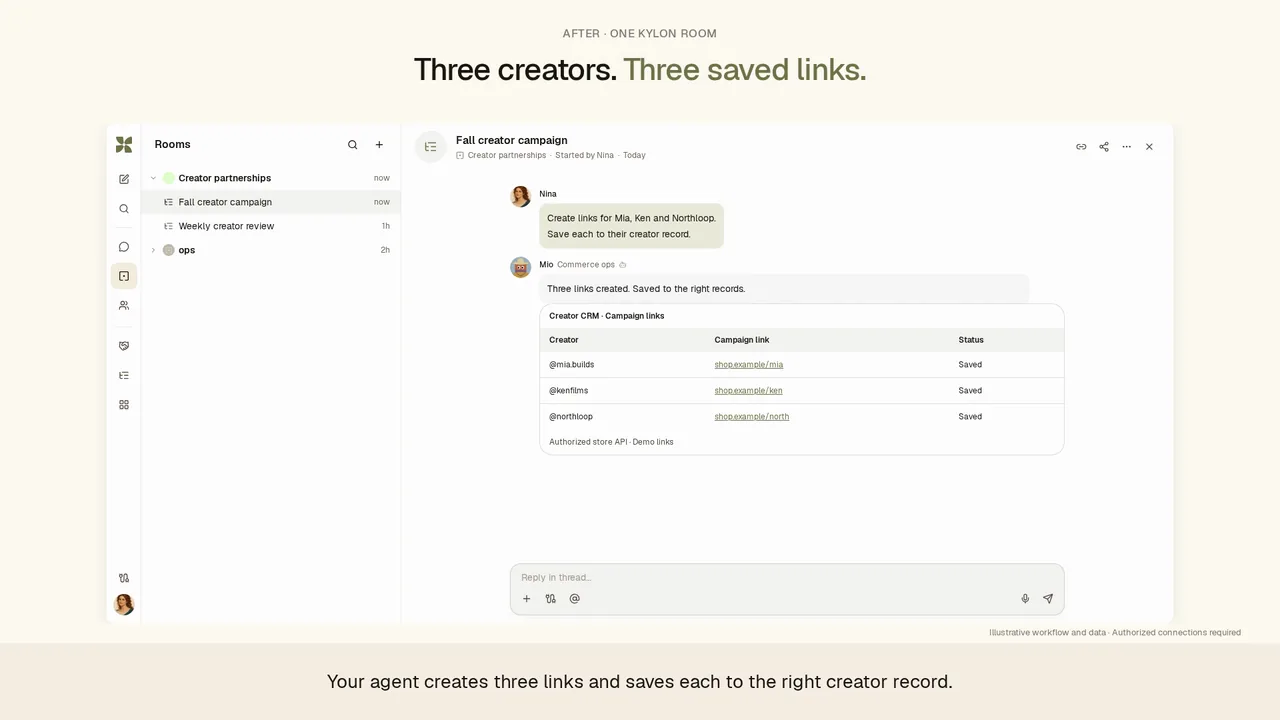 E-commerce creator collaboration: a Kylon demo with sample data