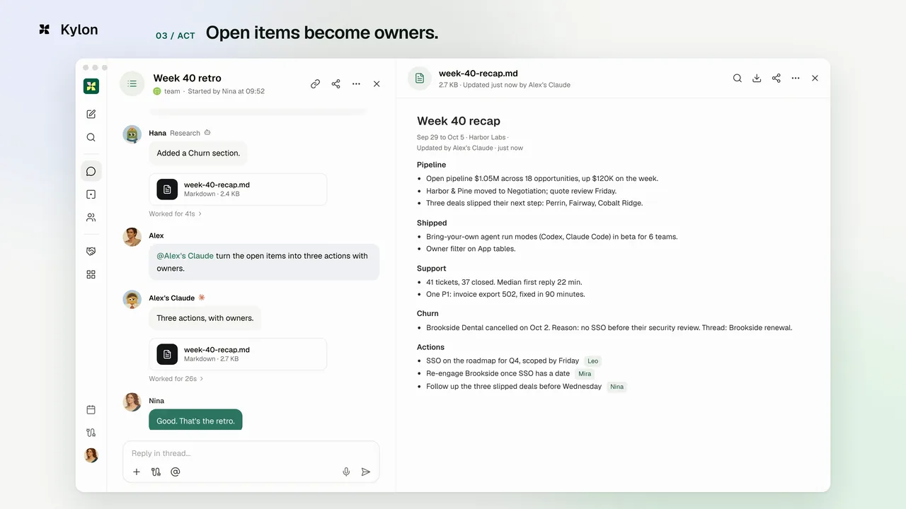 Monday retrospective: a Kylon demo with sample data